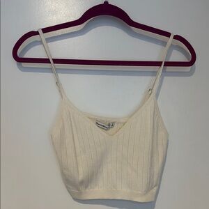 Abercrombie & Fitch Cream Ribbed Crop Camisole